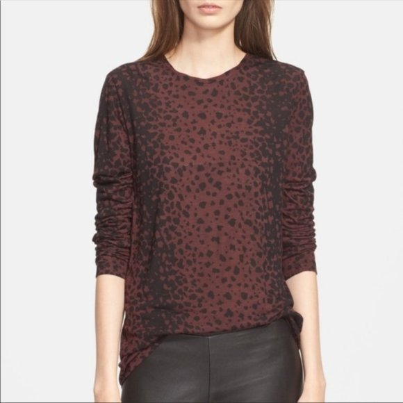 Vince Tops Vince Wysteria Leopard Print Long Sleeve Knit Top Poshmark
